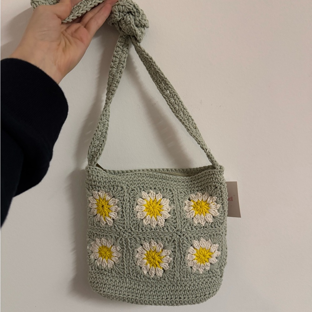NWT Crochet Floral Bag - Green